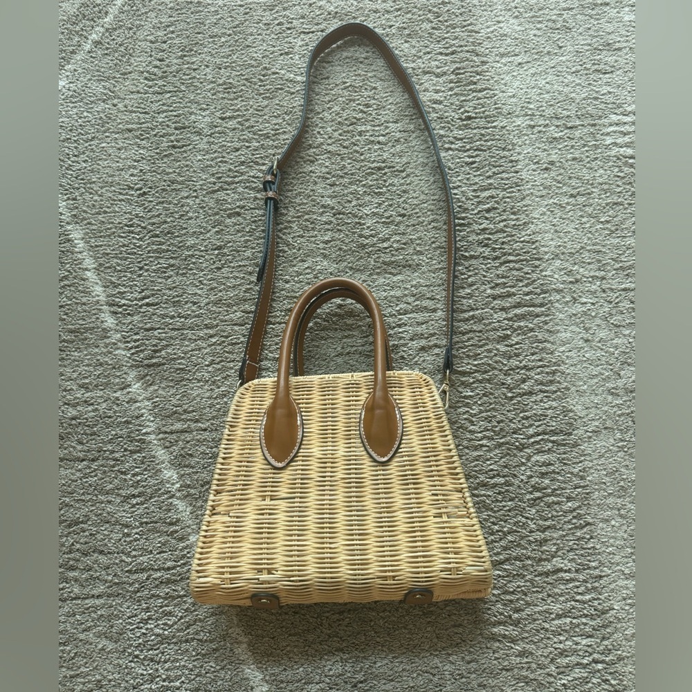 Zara Tan Wicker Crossbody Bag